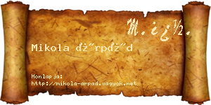 Mikola Árpád névjegykártya